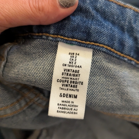 & Denim vintage straight high waist jeans in medium was size 2 - Picture 6 of 7